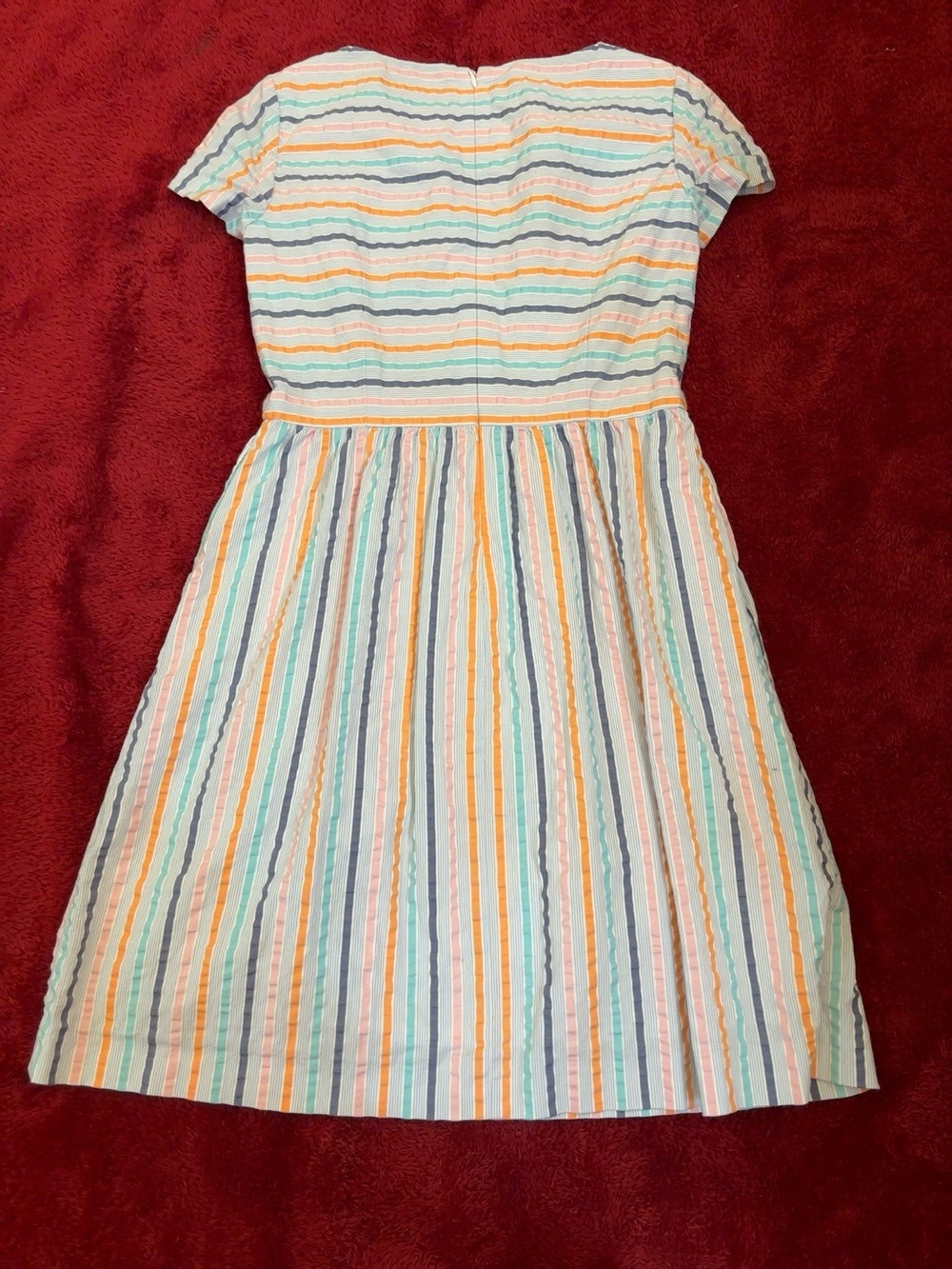Brooks Brothers Striped Fit & Flare Dress Size 4 Pastel Cotton Blend Knee Length - Picture 2 of 7